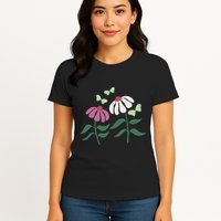 Flower And Butterfly Cone Flower And Butterflies Womens T-Shirt