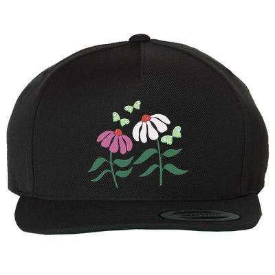 Flower And Butterfly Cone Flower And Butterflies Wool Snapback Cap