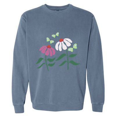 Flower And Butterfly Cone Flower And Butterflies Garment-Dyed Sweatshirt