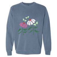 Flower And Butterfly Cone Flower And Butterflies Garment-Dyed Sweatshirt
