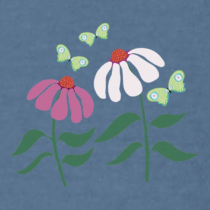 Flower And Butterfly Cone Flower And Butterflies Garment-Dyed Sweatshirt