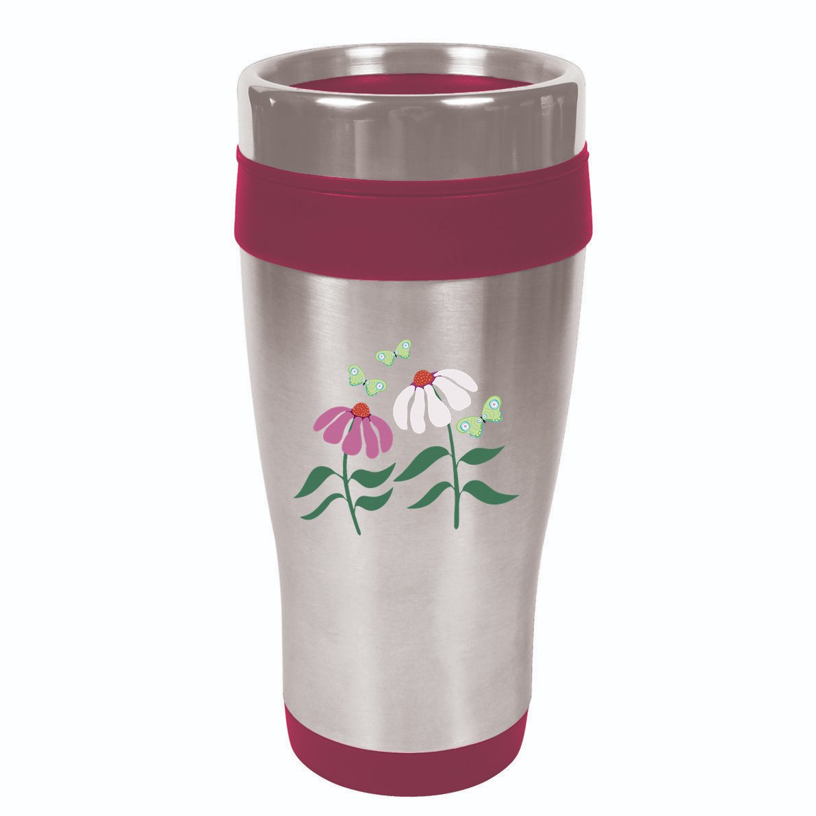 Flower And Butterfly Cone Flower And Butterflies 16oz Travel Tumbler