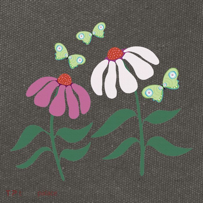 Flower And Butterfly Cone Flower And Butterflies Cotton Canvas Backpack