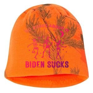 Funny Anti Biden Halloween Biden Sucks Dancing Skeletons Meaningful Gift Kati - Camo Knit Beanie