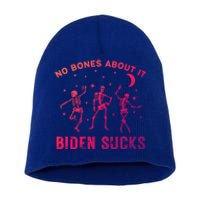 Funny Anti Biden Halloween Biden Sucks Dancing Skeletons Meaningful Gift Short Acrylic Beanie