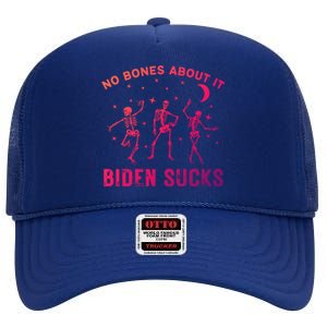 Funny Anti Biden Halloween Biden Sucks Dancing Skeletons Meaningful Gift High Crown Mesh Back Trucker Hat