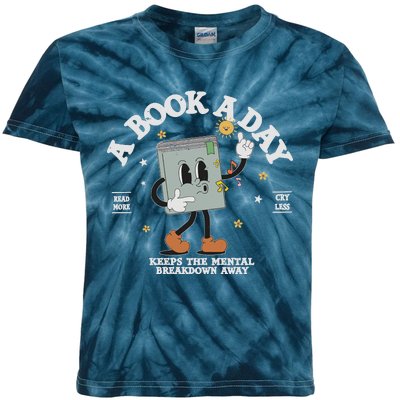 Funny A Book A Day Keep The Mental Breakdown Away Book Lover Kids Tie-Dye T-Shirt