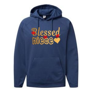 Funny Aunties Blessed Niece Heart Gift Performance Fleece Hoodie