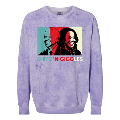 Funny Anti Biden Harris Shits 'N Giggles Political Gift Colorblast Crewneck Sweatshirt