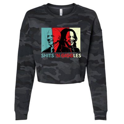 Funny Anti Biden Harris Shits 'N Giggles Political Gift Cropped Pullover Crew