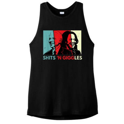 Funny Anti Biden Harris Shits 'N Giggles Political Gift Ladies PosiCharge Tri-Blend Wicking Tank