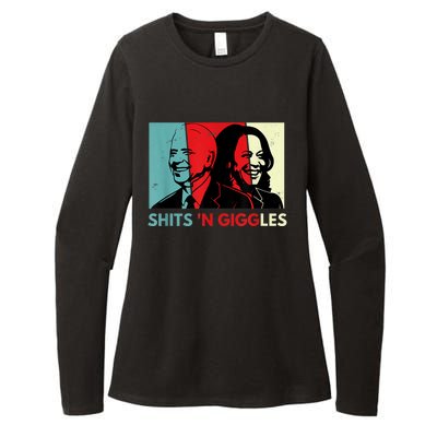 Funny Anti Biden Harris Shits 'N Giggles Political Gift Womens CVC Long Sleeve Shirt