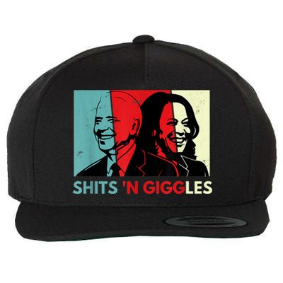 Funny Anti Biden Harris Shits 'N Giggles Political Gift Wool Snapback Cap