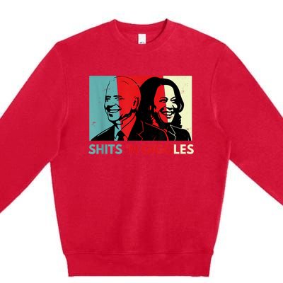 Funny Anti Biden Harris Shits 'N Giggles Political Gift Premium Crewneck Sweatshirt