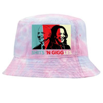 Funny Anti Biden Harris Shits 'N Giggles Political Gift Tie-Dyed Bucket Hat