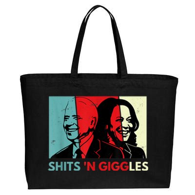 Funny Anti Biden Harris Shits 'N Giggles Political Gift Cotton Canvas Jumbo Tote