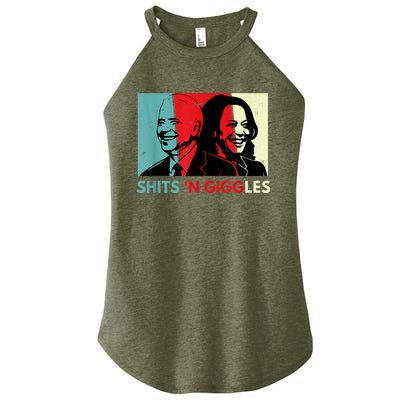 Funny Anti Biden Harris Shits 'N Giggles Political Gift Women's Perfect Tri Rocker Tank