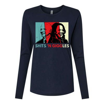 Funny Anti Biden Harris Shits 'N Giggles Political Gift Womens Cotton Relaxed Long Sleeve T-Shirt