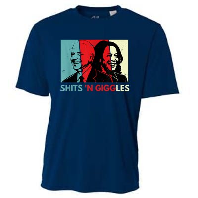 Funny Anti Biden Harris Shits 'N Giggles Political Gift Cooling Performance Crew T-Shirt