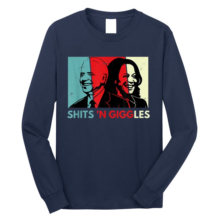 Funny Anti Biden Harris Shits 'N Giggles Political Gift Long Sleeve Shirt