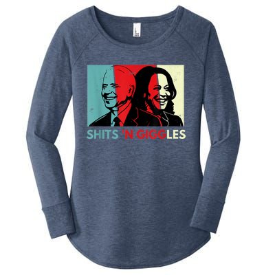 Funny Anti Biden Harris Shits 'N Giggles Political Gift Women's Perfect Tri Tunic Long Sleeve Shirt