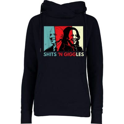 Funny Anti Biden Harris Shits 'N Giggles Political Gift Womens Funnel Neck Pullover Hood