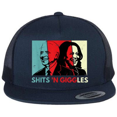 Funny Anti Biden Harris Shits 'N Giggles Political Gift Flat Bill Trucker Hat