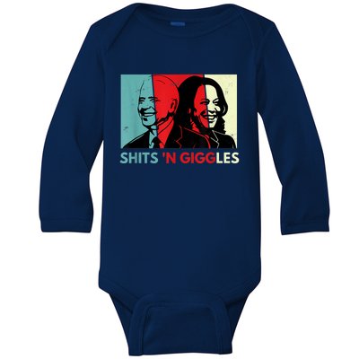 Funny Anti Biden Harris Shits 'N Giggles Political Gift Baby Long Sleeve Bodysuit