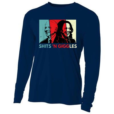 Funny Anti Biden Harris Shits 'N Giggles Political Gift Cooling Performance Long Sleeve Crew