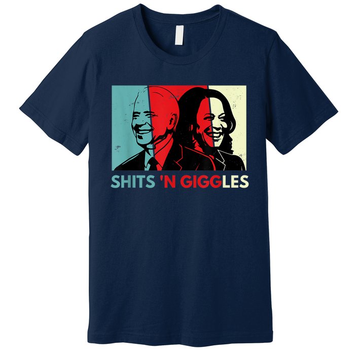 Funny Anti Biden Harris Shits 'N Giggles Political Gift Premium T-Shirt