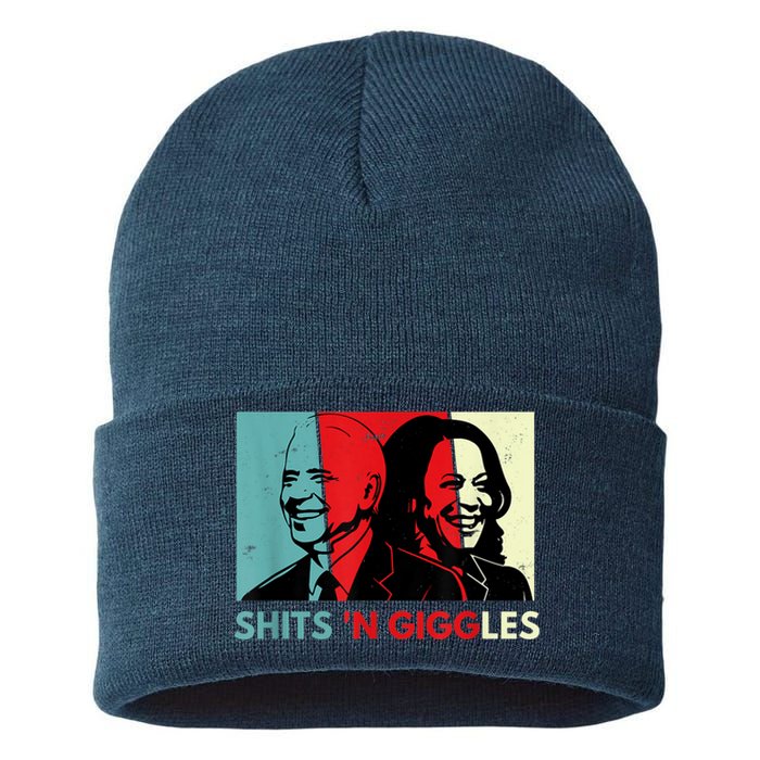 Funny Anti Biden Harris Shits 'N Giggles Political Gift Sustainable Knit Beanie