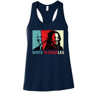 Funny Anti Biden Harris Shits 'N Giggles Political Gift Women's Racerback Tank