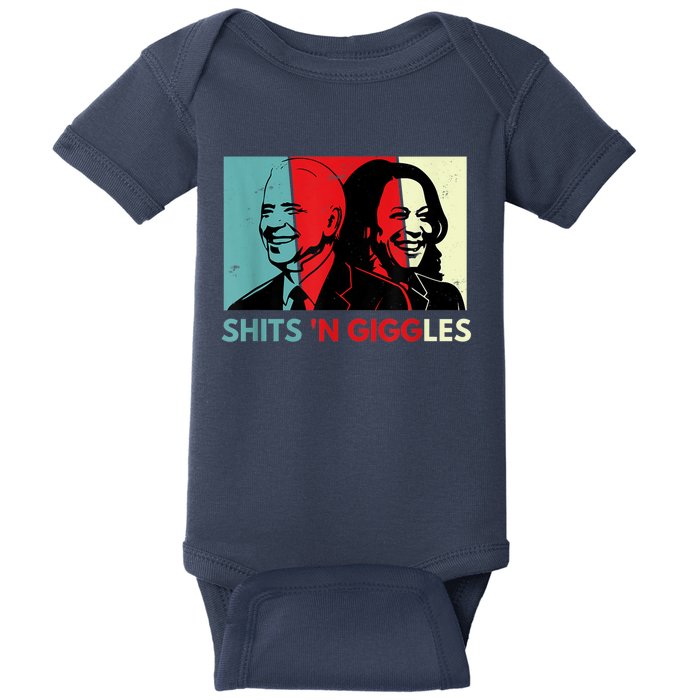 Funny Anti Biden Harris Shits 'N Giggles Political Gift Baby Bodysuit