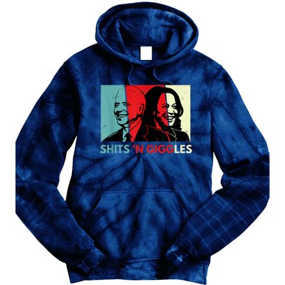 Funny Anti Biden Harris Shits 'N Giggles Political Gift Tie Dye Hoodie