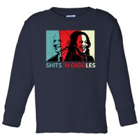 Funny Anti Biden Harris Shits 'N Giggles Political Gift Toddler Long Sleeve Shirt