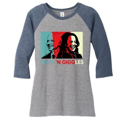 Funny Anti Biden Harris Shits 'N Giggles Political Gift Women's Tri-Blend 3/4-Sleeve Raglan Shirt