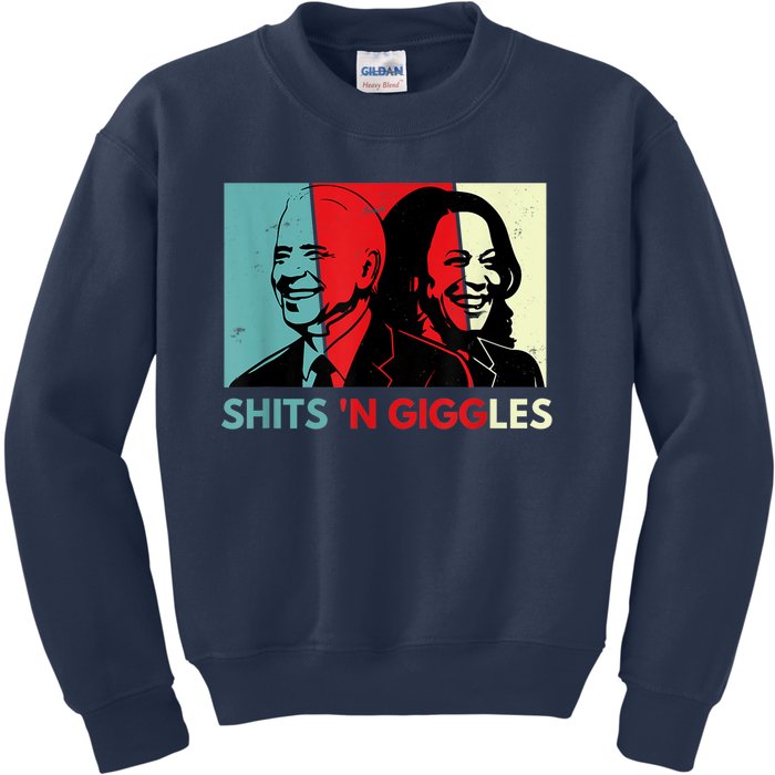 Funny Anti Biden Harris Shits 'N Giggles Political Gift Kids Sweatshirt