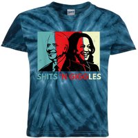 Funny Anti Biden Harris Shits 'N Giggles Political Gift Kids Tie-Dye T-Shirt