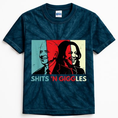 Funny Anti Biden Harris Shits 'N Giggles Political Gift Kids Tie-Dye T-Shirt