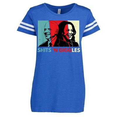 Funny Anti Biden Harris Shits 'N Giggles Political Gift Enza Ladies Jersey Football T-Shirt