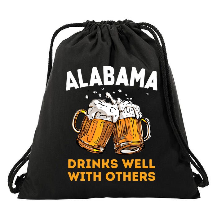 Funny Alabama Beer Ing S Well With Others Gift Drawstring Bag