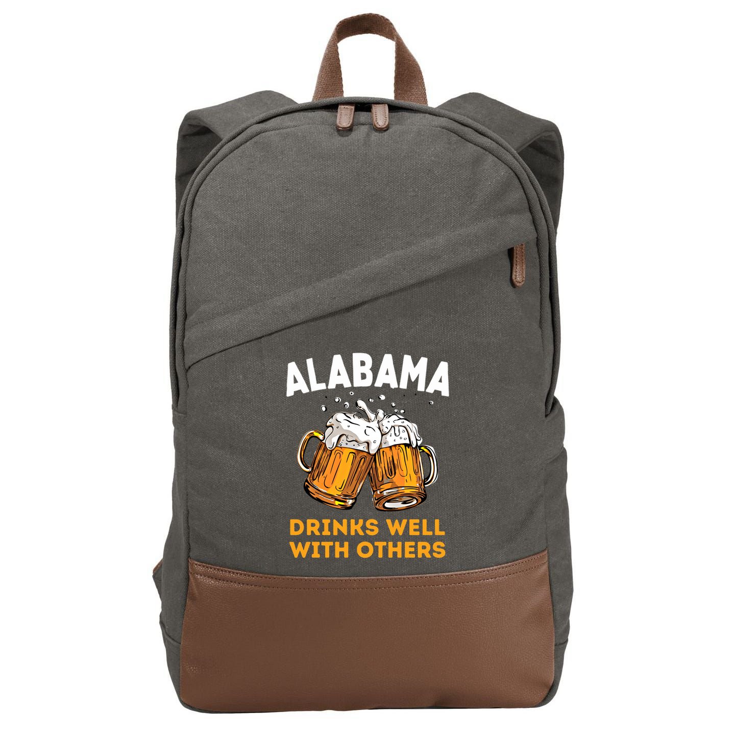 Funny Alabama Beer Ing S Well With Others Gift Cotton Canvas Backpack