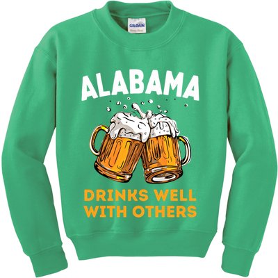 Funny Alabama Beer Ing S Well With Others Gift Kids Sweatshirt
