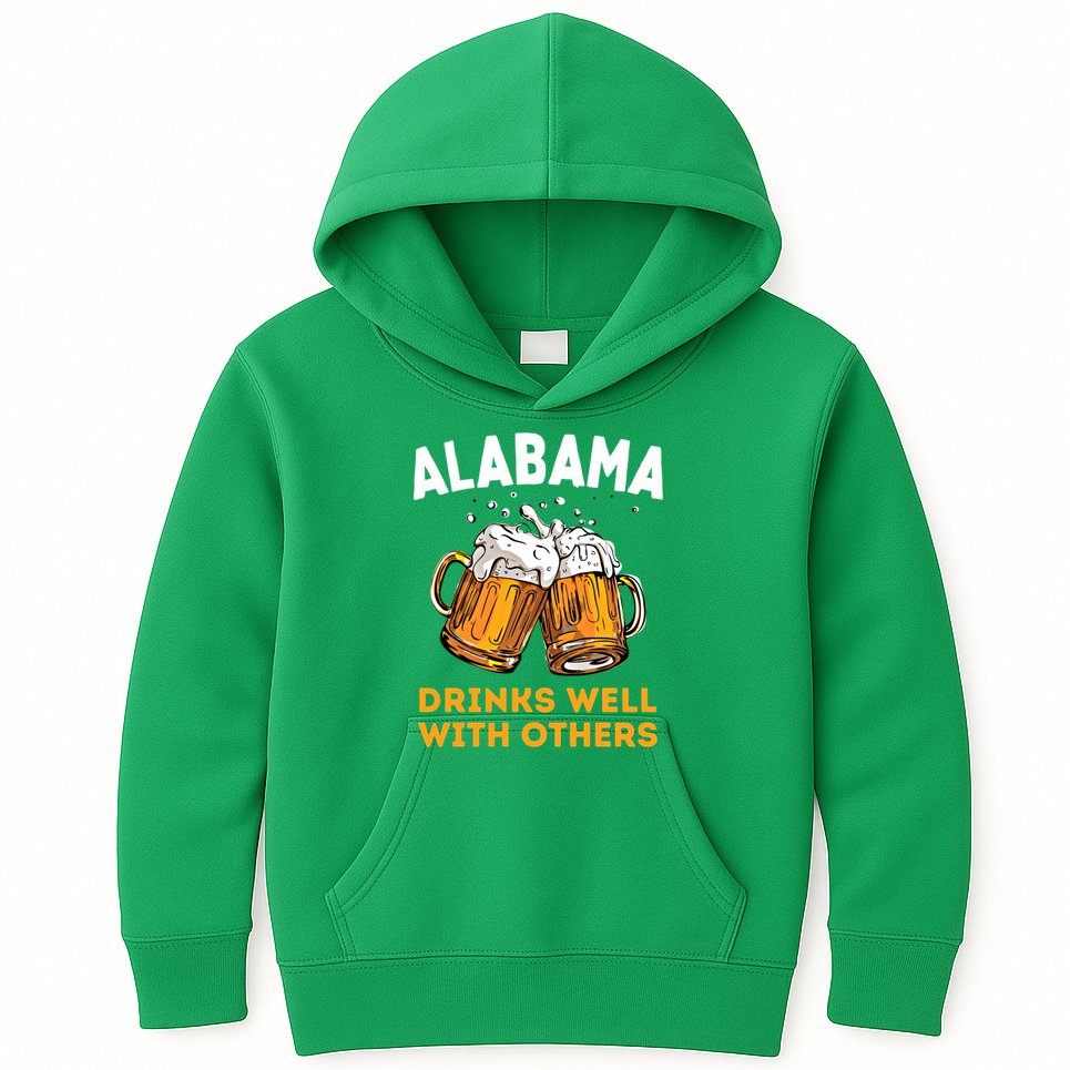 Funny Alabama Beer Ing S Well With Others Gift Kids Hoodie