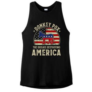 Funny Anti Biden Donkey Pox The Disease Destroying America Ladies PosiCharge Tri-Blend Wicking Tank