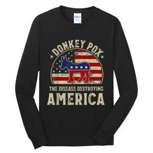 Funny Anti Biden Donkey Pox The Disease Destroying America Tall Long Sleeve T-Shirt