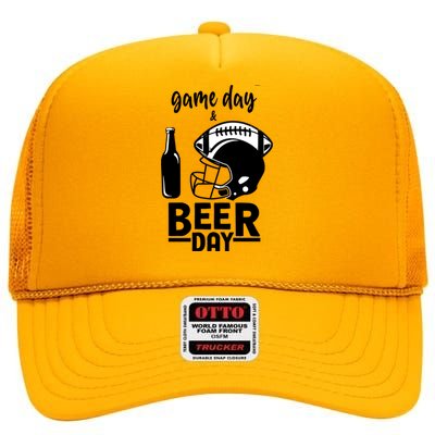 Football And Beer Day Gift High Crown Mesh Back Trucker Hat