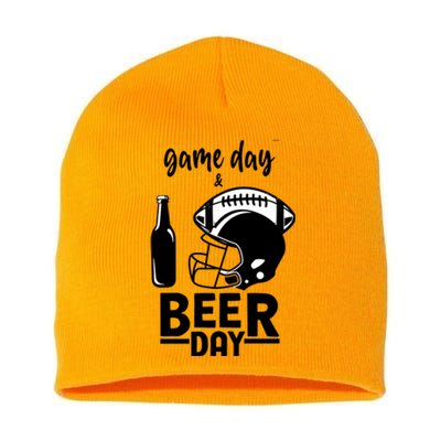 Football And Beer Day Gift Short Acrylic Beanie