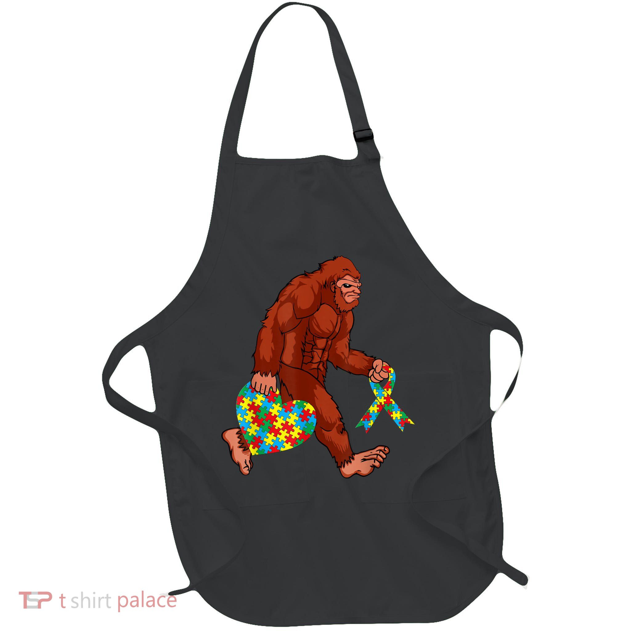 Funny Autism Bigfoot Autism Awareness Month Apron