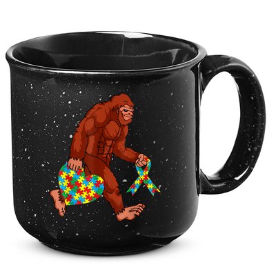 Funny Autism Bigfoot Autism Awareness Month 15oz Campfire Ceramic Mug